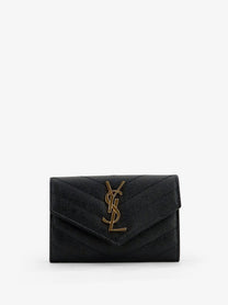Saint Laurent Women's Cassandre Leather Wallet Black