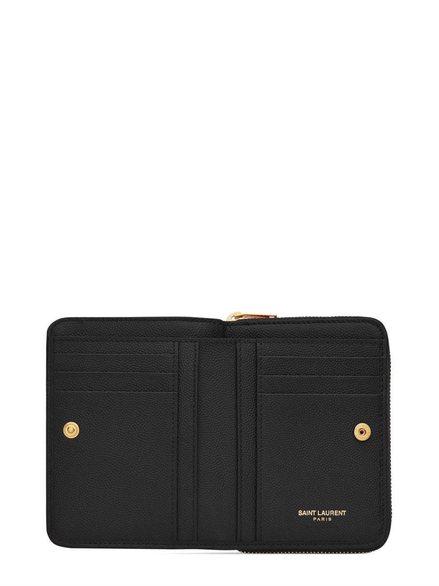 Saint Laurent Women's Cassandre Matelassé Leather Wallet Black