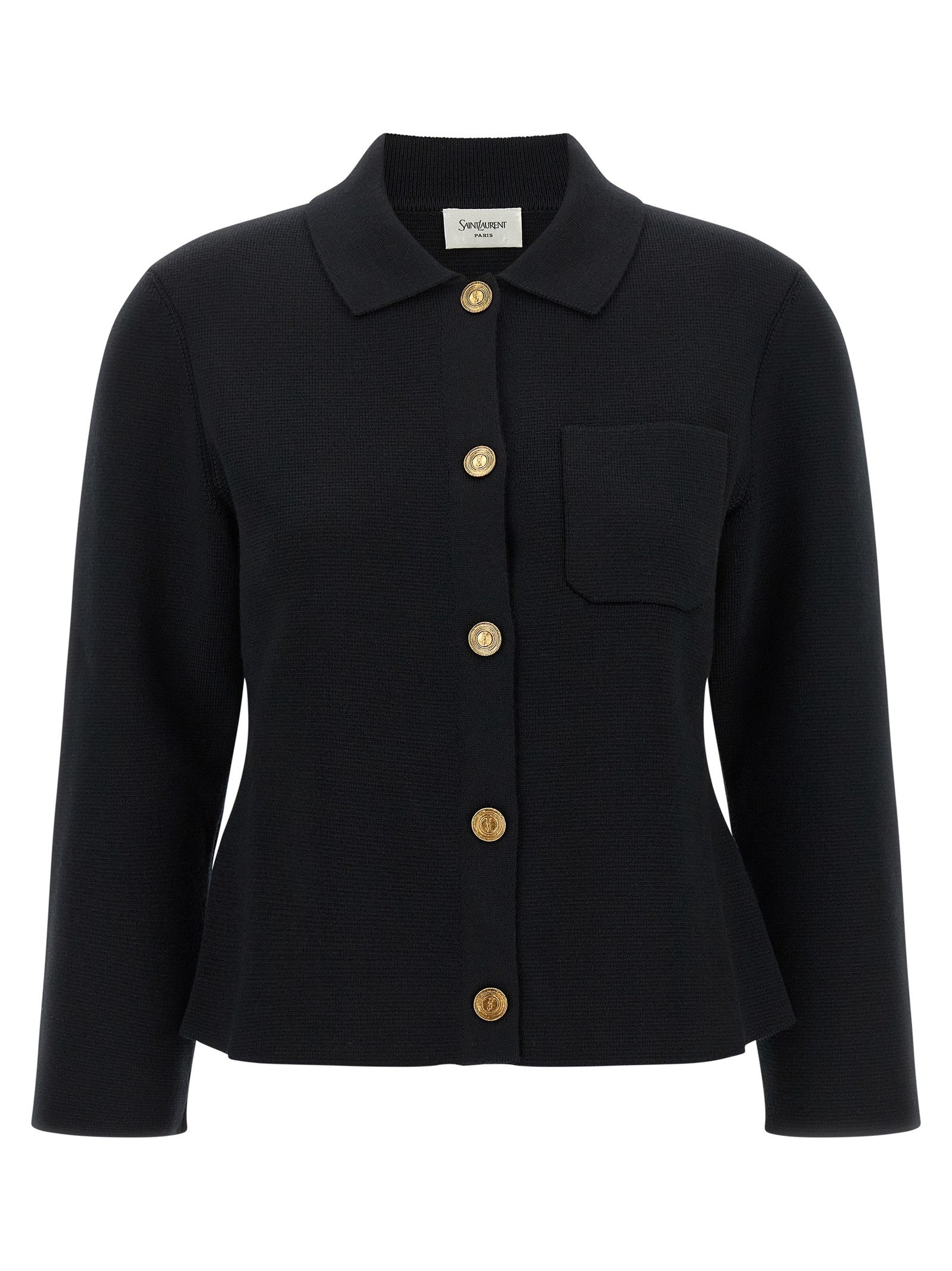 Saint Laurent Cassandre Medallion Cardigan Black
