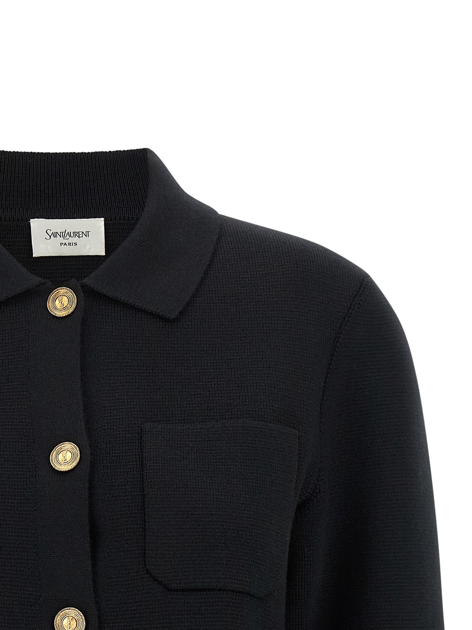 Saint Laurent Cassandre Medallion Cardigan Black