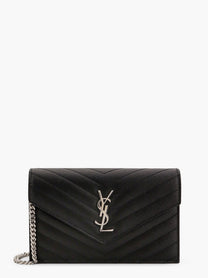 Saint Laurent Women's Cassandre Pochette Grain De Poudre Leather Crossbody Bag Black