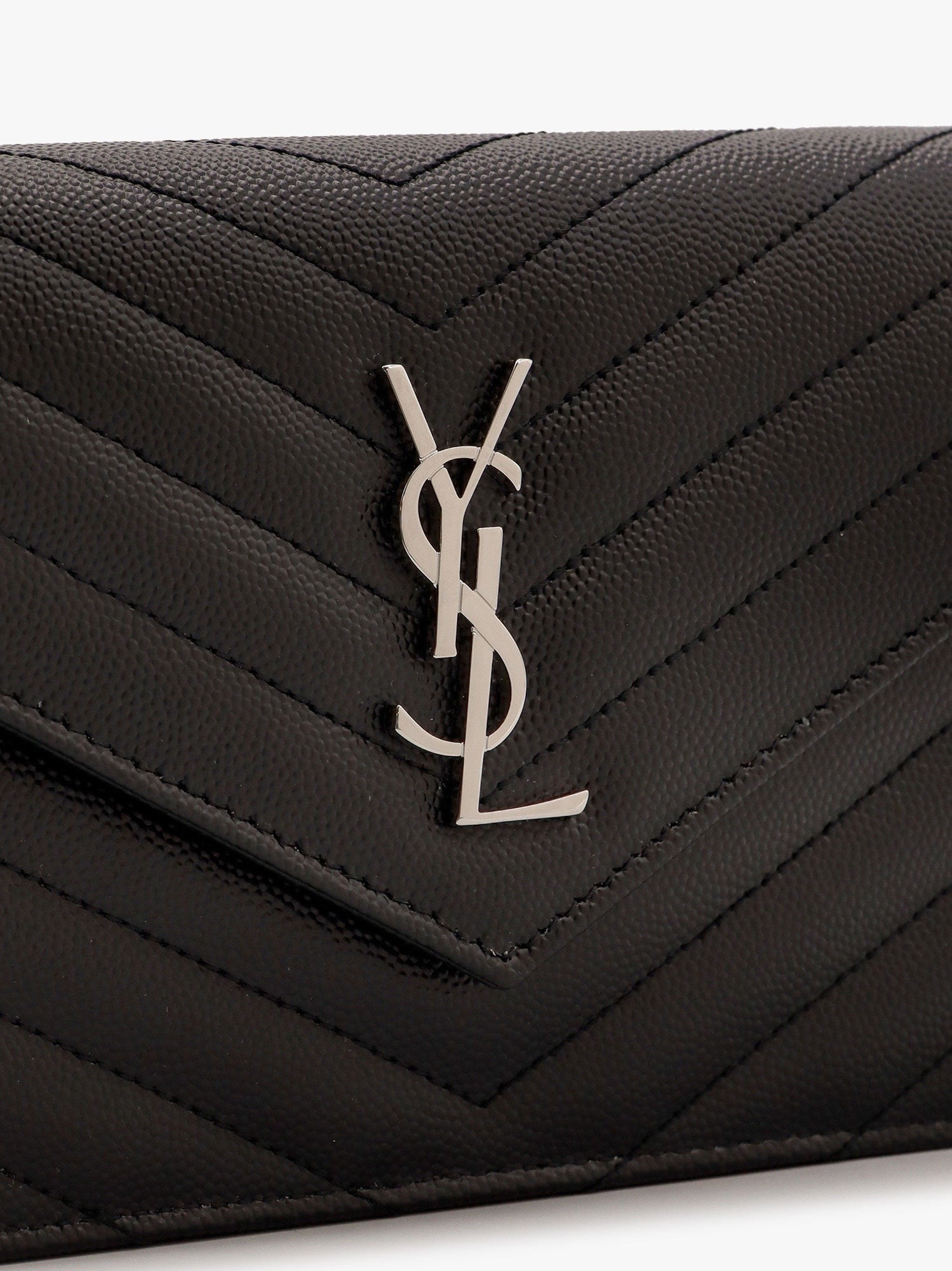 Saint Laurent Women's Cassandre Pochette Grain De Poudre Leather Crossbody Bag Black