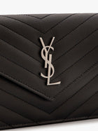 Saint Laurent Women's Cassandre Clutch Grain De Poudre Leather Crossbody Bag Black