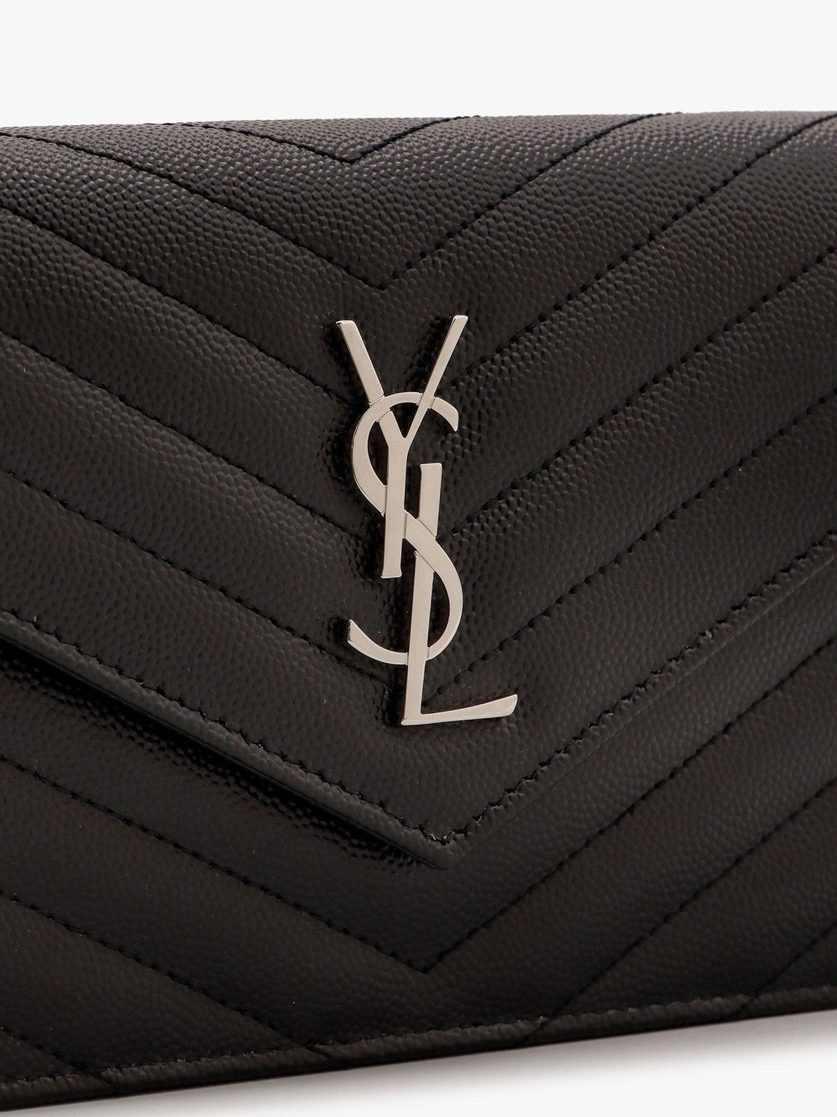 Saint Laurent Women's Cassandre Clutch Grain De Poudre Leather Crossbody Bag Black