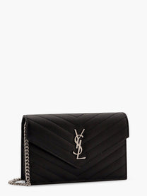 Saint Laurent Women's Cassandre Pochette Grain De Poudre Leather Crossbody Bag Black