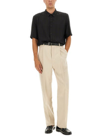 Saint Laurent Men's Cassandre Striped Shirt Black
