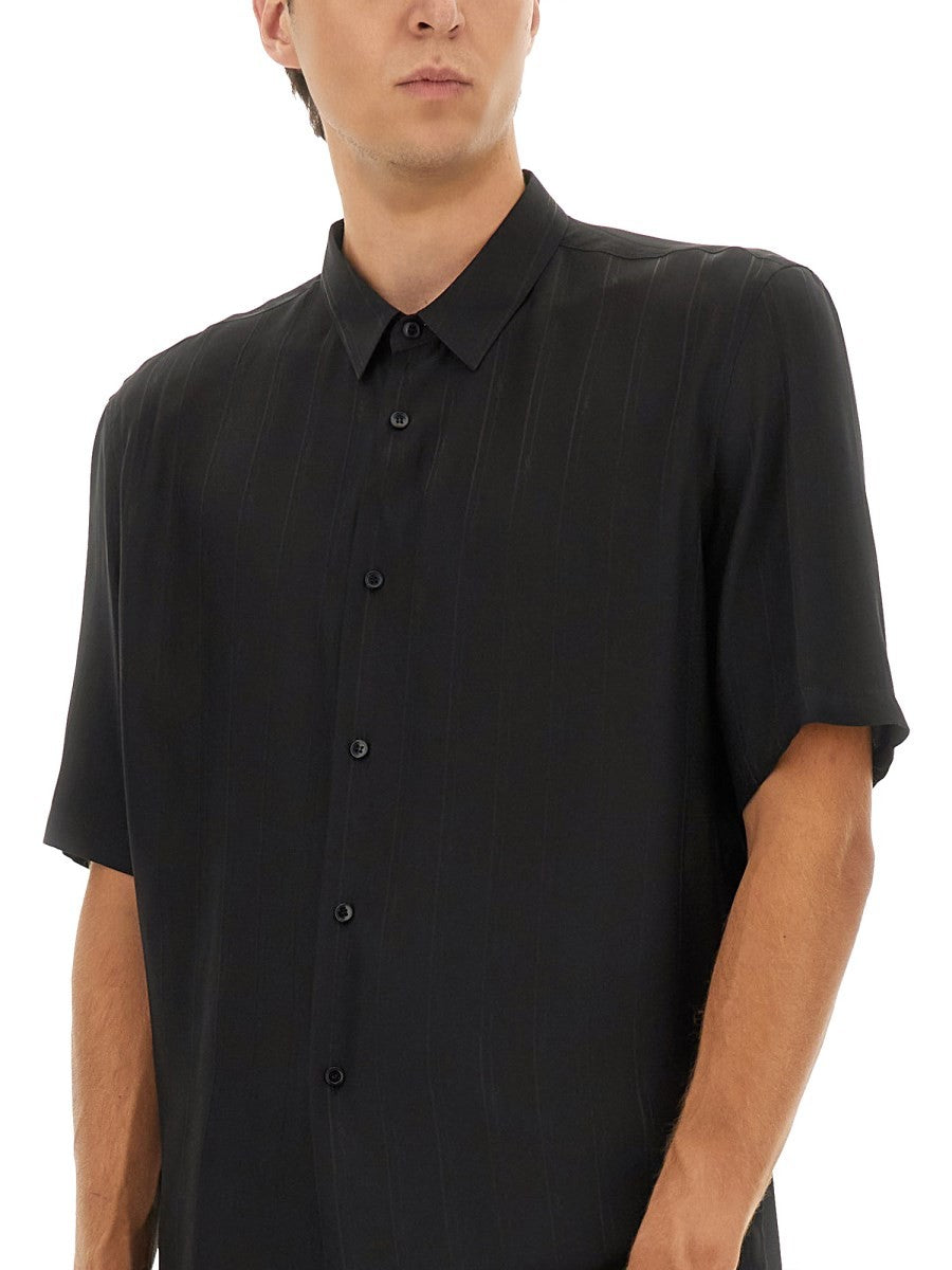 Saint Laurent Men's Cassandre Striped Shirt Black