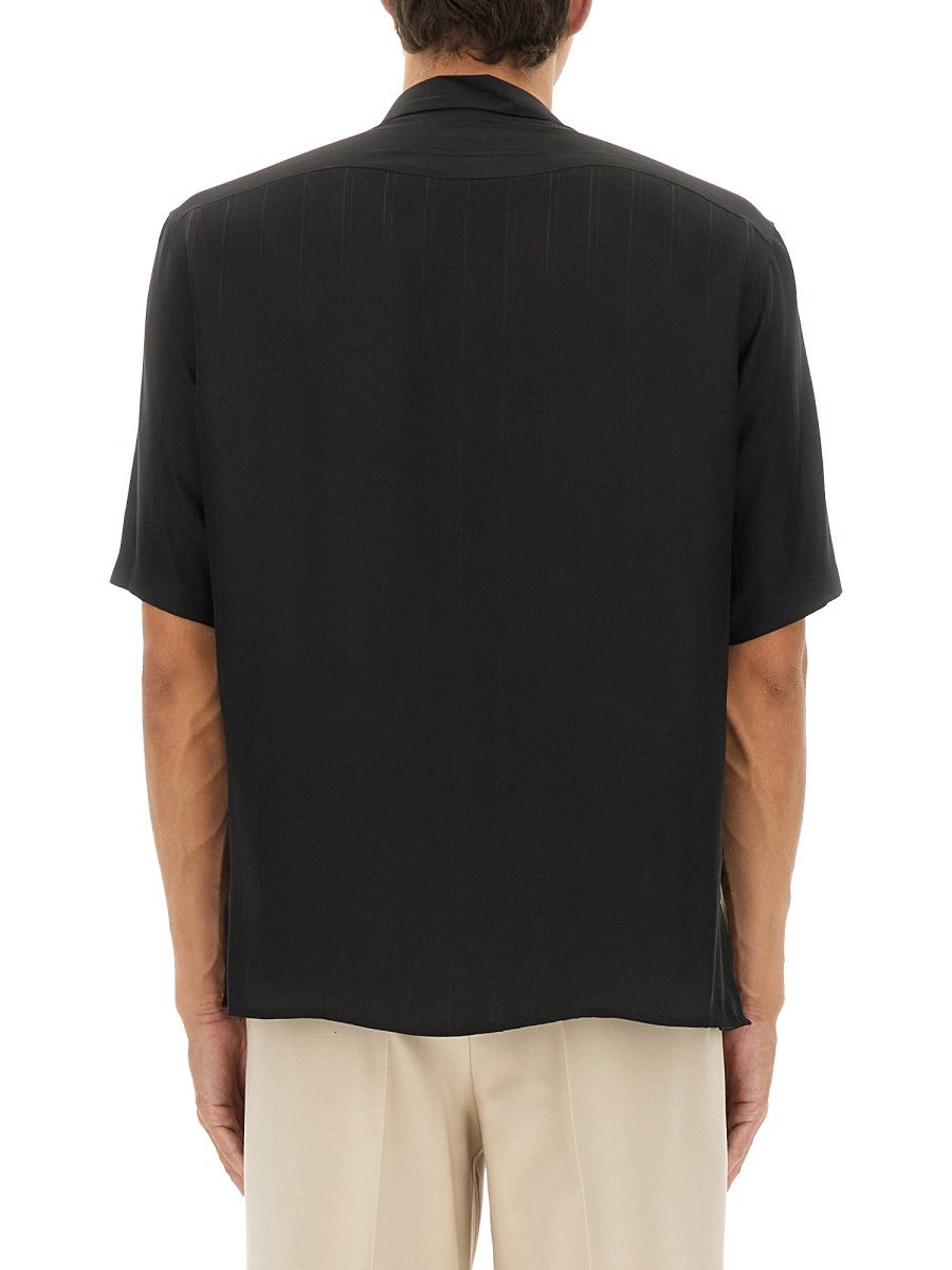 Saint Laurent Men's Cassandre Striped Shirt Black