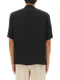 Saint Laurent Men's Cassandre Striped Shirt Black