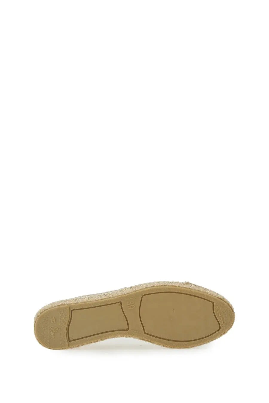 Beige Castañer women’s espadrilla Kampala white shoe featuring woven rope sole and rubberized heel shown from the back