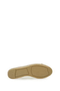 Beige Castañer women’s espadrilla Kampala white shoe featuring woven rope sole and rubberized heel shown from the back