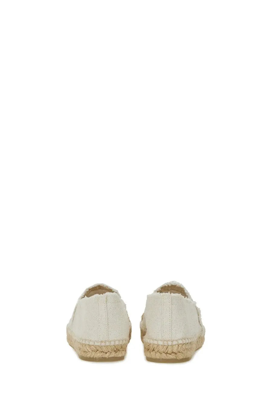 Cream-colored canvas espadrilles with woven jute sole from castañer women’s espadrilla kampala white collection