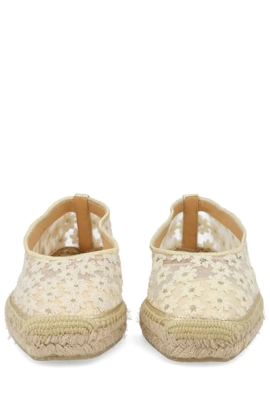 Castañer women’s espadrilla paoli beige cream-colored lace espadrilles with woven jute sole and tan leather lining