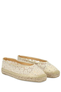 Castañer women’s espadrilla paoli beige lace espadrilles with delicate floral pattern and woven jute soles