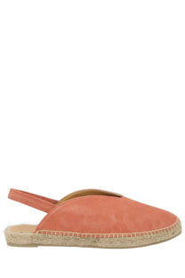 Castañer women’s espadrilla rania blue coral suede sandal with woven jute sole and adjustable slingback strap