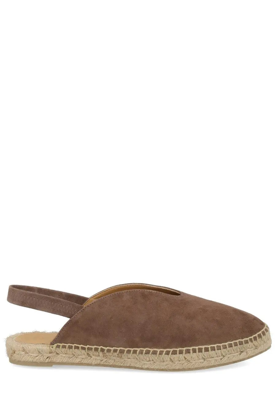 Castañer women’s espadrilla rania brown brown suede espadrille sandal with woven jute sole and adjustable slingback strap