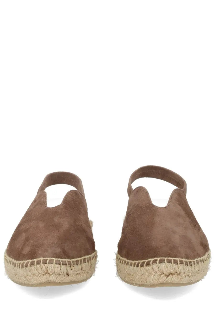 Castañer women’s espadrilla rania brown suede sandals with woven jute sole and ankle strap