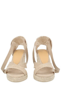 Castañer women’s espadrille bailey beige wedge sandals with woven straps and natural fiber textured sole