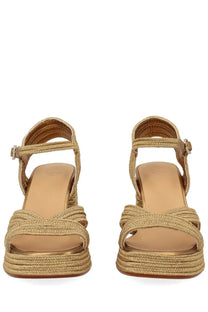Castañer women’s espadrille valley gold gold-toned woven platform sandals with adjustable ankle strap