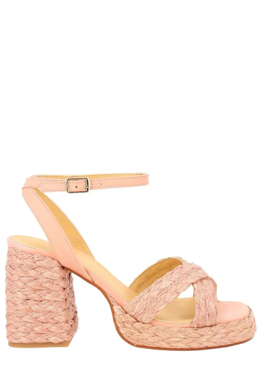 Castañer women’s pink espadrille platform sandal with woven rope heel and toe strap valeriette style