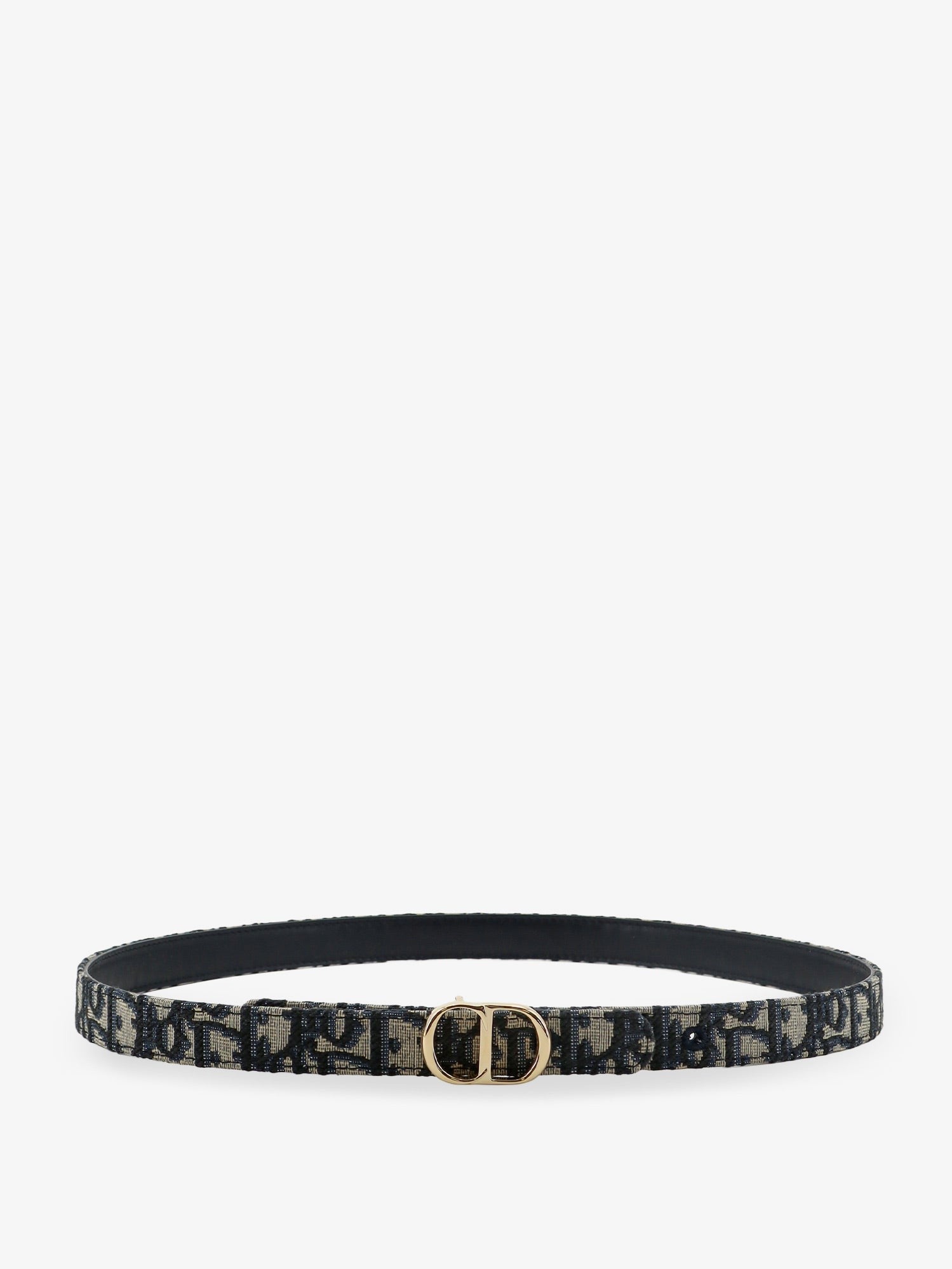 Dior Women's CD Icon Leather and Canvas Belt Blue