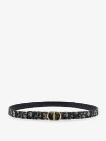 Dior Women's CD Icon Leather and Canvas Belt Blue