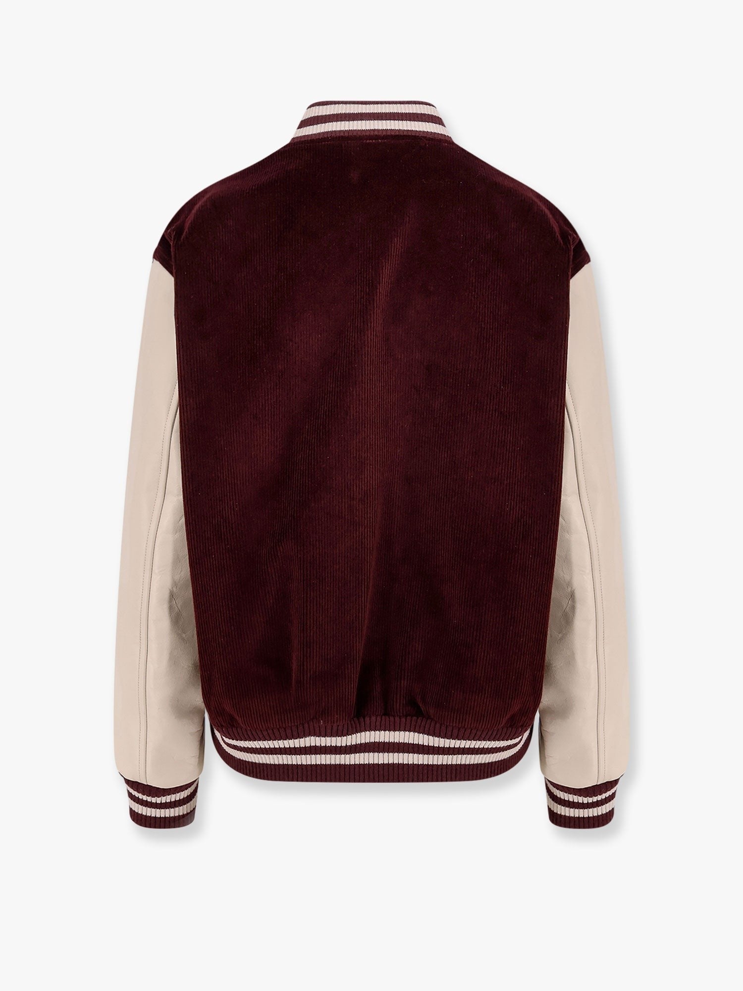 Celine - Teddy Triomphe Corduroy Jacket With Leather Sleeves - Women’s Outerwear