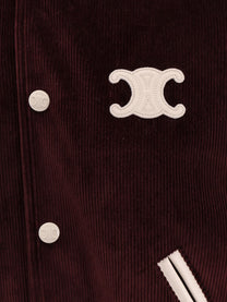 Celine - Teddy Triomphe Corduroy Jacket With Leather Sleeves - Women’s Outerwear