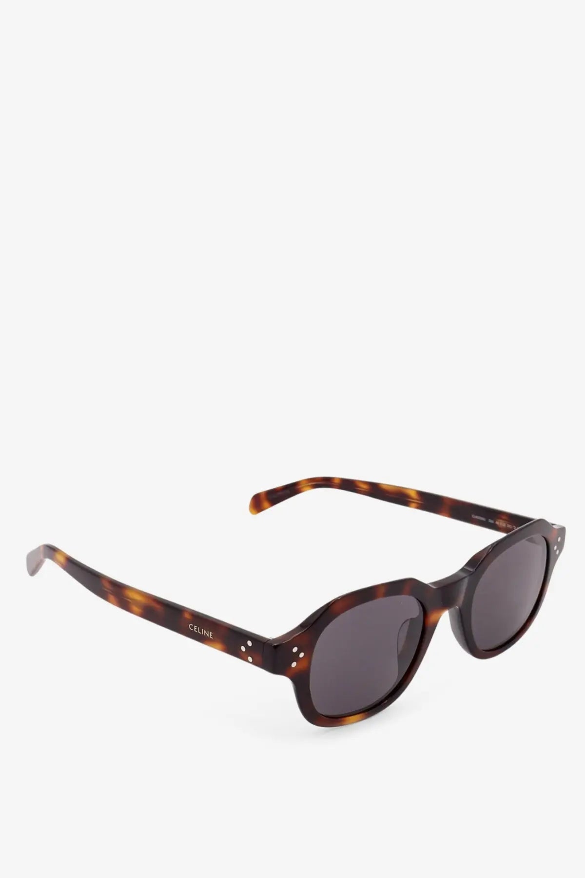 Celine men’s acetate round sunglasses in tortoiseshell with dark gray lenses for stylish eye protection