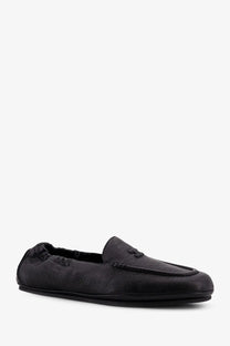 Celine men’s Adam leather slip on black loafer with subtle textured finish and small embossed logo on vamp
