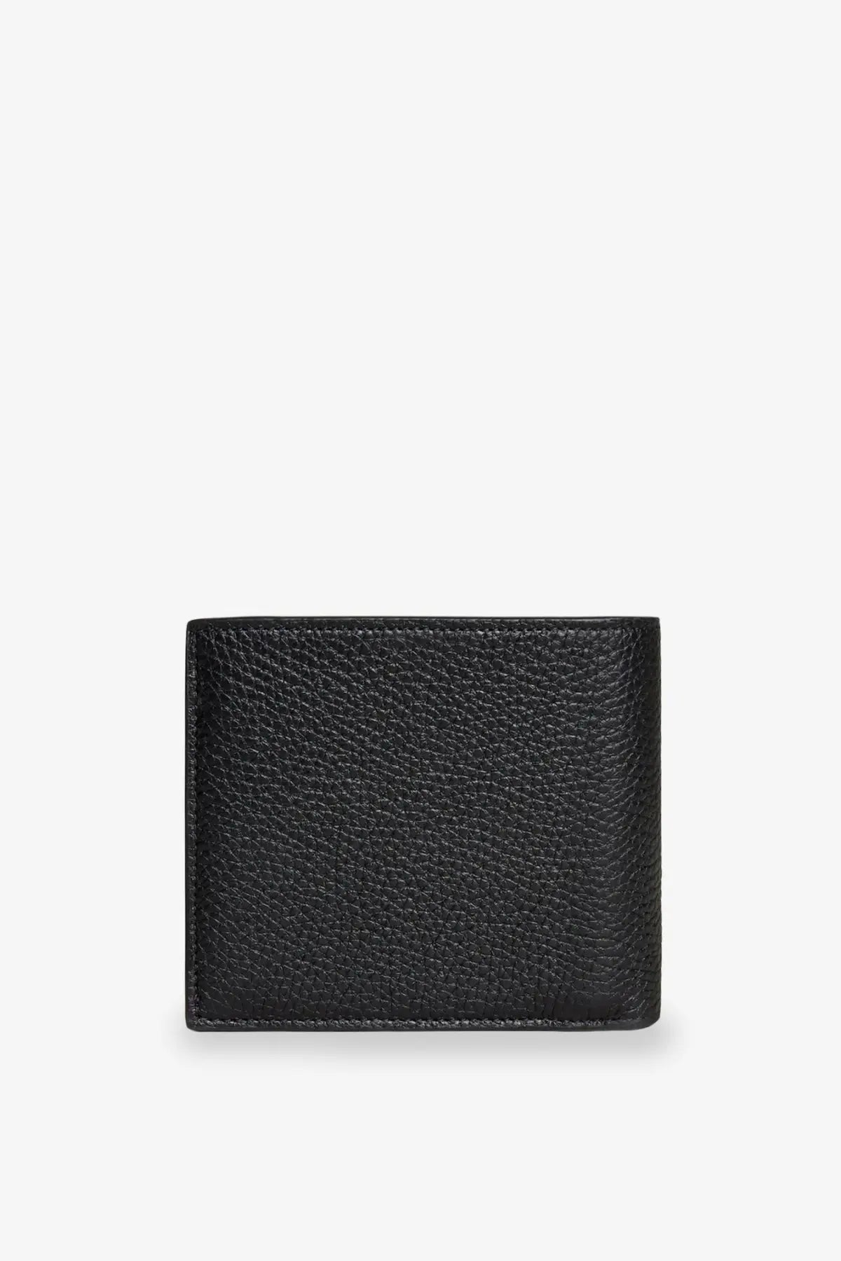 Black pebbled leather minimalist bifold wallet for men by Celine designed for everyday use
