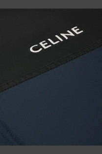 Black and navy blue celine bag with white embroidered logo made of nylon for men