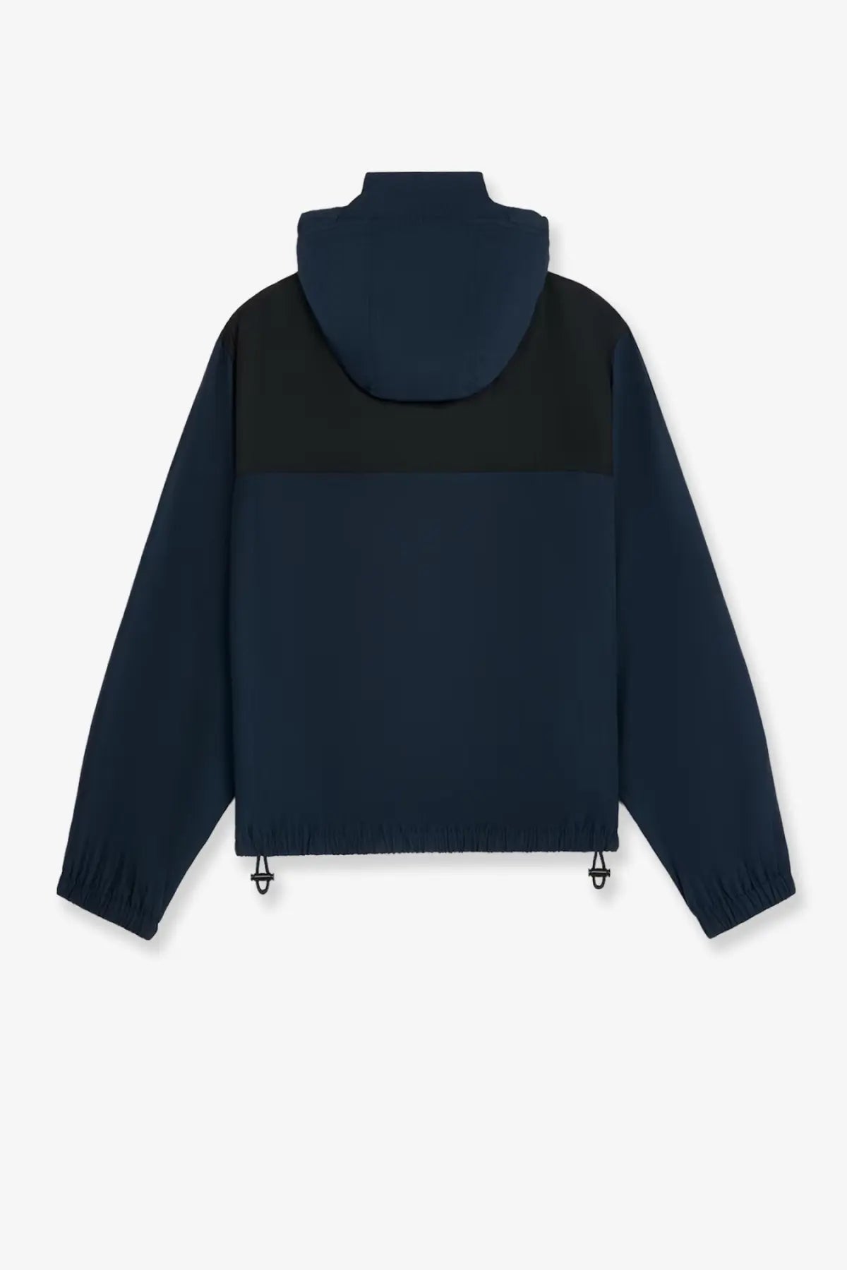 Celine men’s bicolor nylon jacket in dark navy and black with a sleek modern hooded design