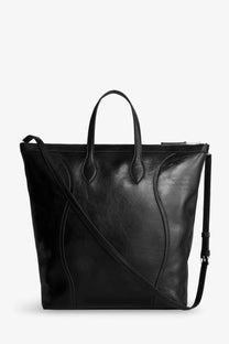 Celine men’s cabas black leather crossbody bag with structured design and top handles tote style