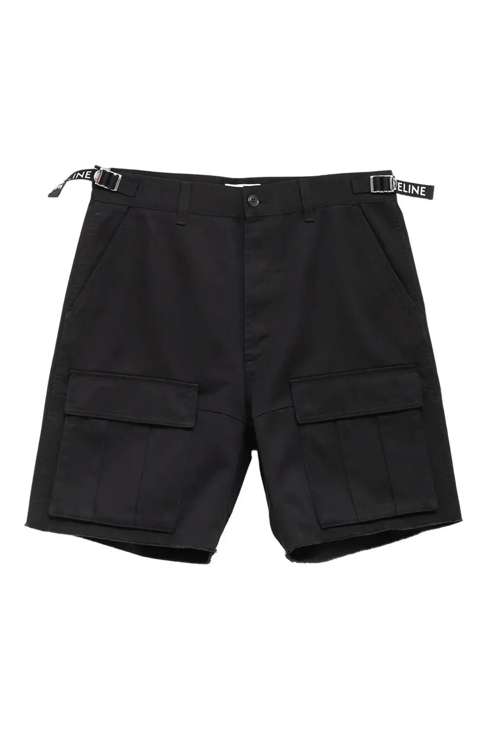 Black celine men’s cargo cotton bermuda shorts with sleek minimalist design and prominent front pockets