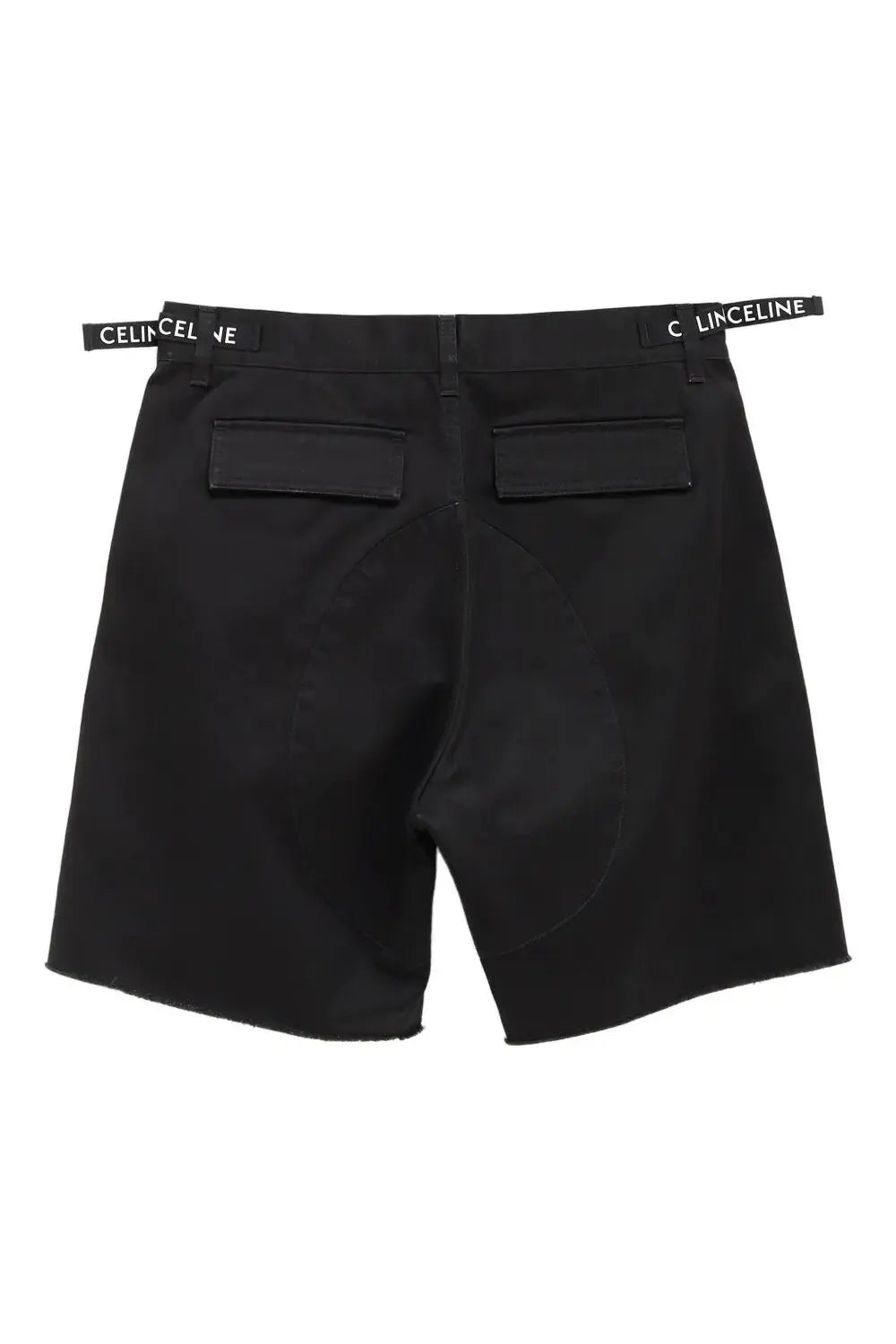 Black celine men’s cargo cotton bermuda shorts with sleek minimalist design and distinctive branded waistband