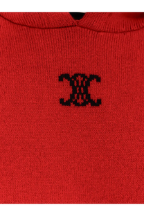Red knitted sweater in cashmere and wool blend featuring a black embroidered logo on the chest by Celine men’s sweatshirt