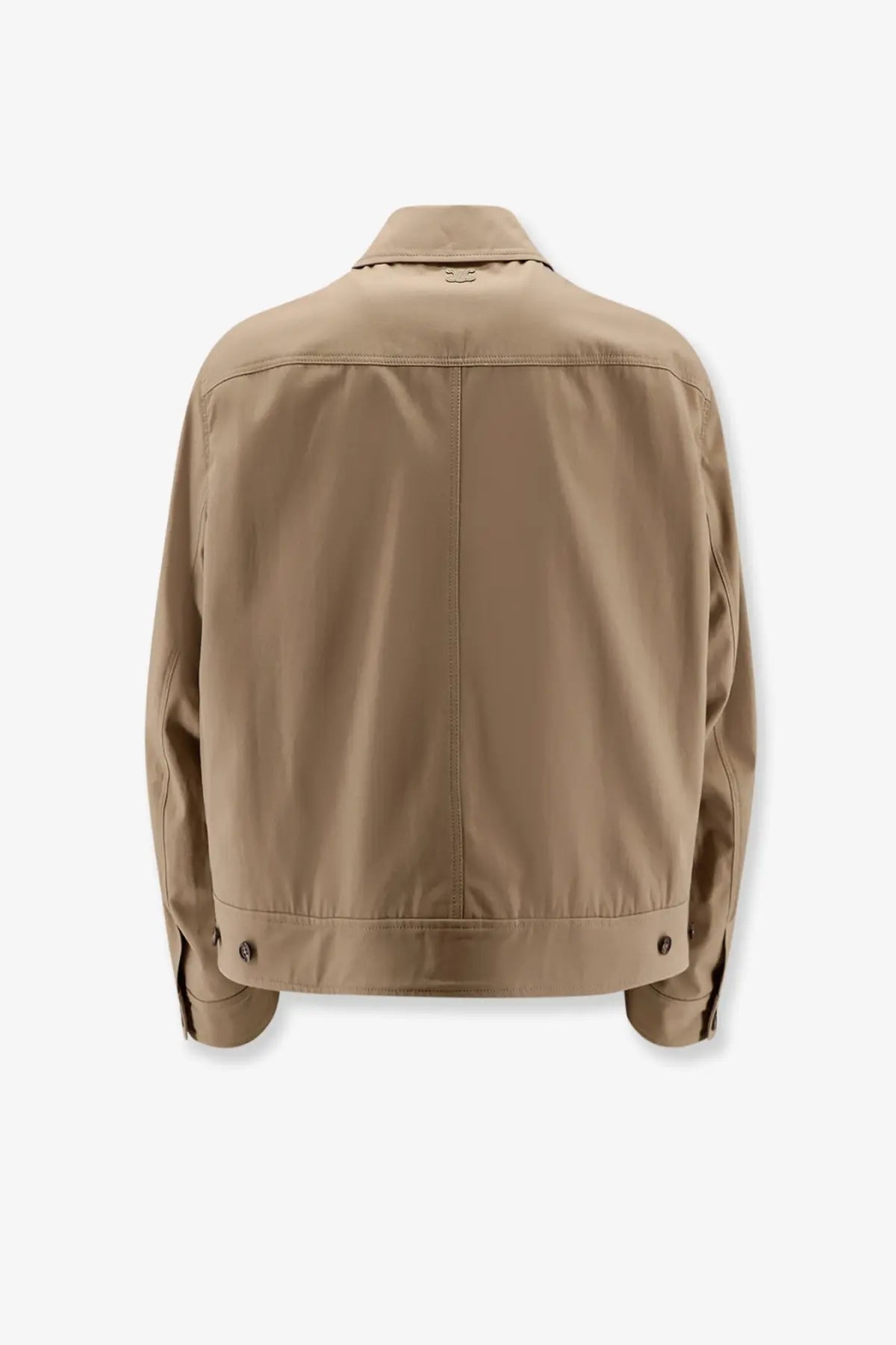 Celine men’s beige cotton utility jacket with structured collar and buttoned cuffs