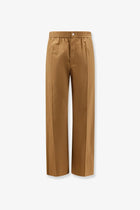 Celine Men's Cotton and Linen Trousers Brown