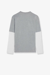 Celine men’s cotton shirt in gray with a gray and white two-tone long-sleeved crew neck design