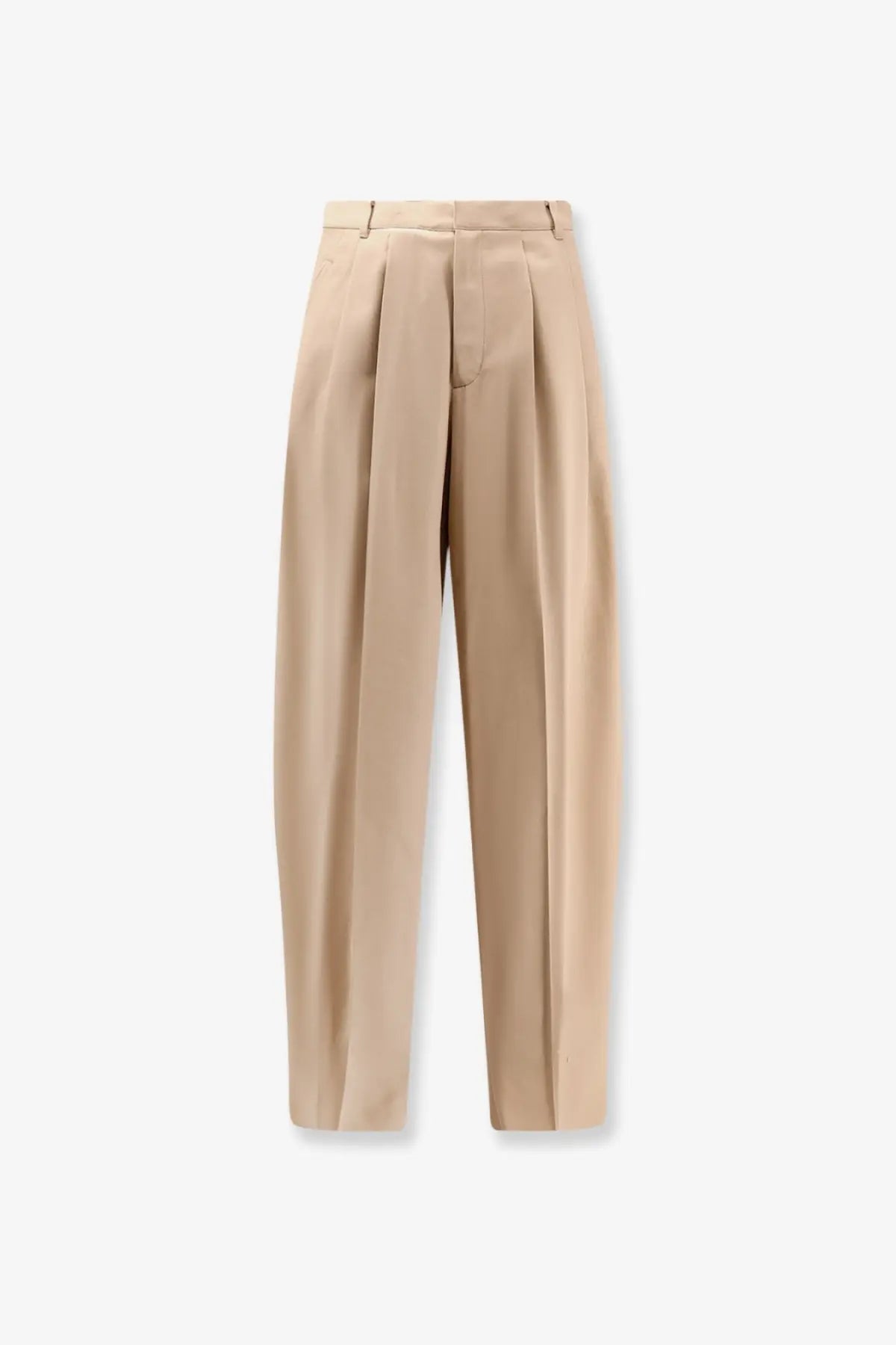 Beige celine men’s cotton trousers with tailored fit and pleated structured design for a polished look