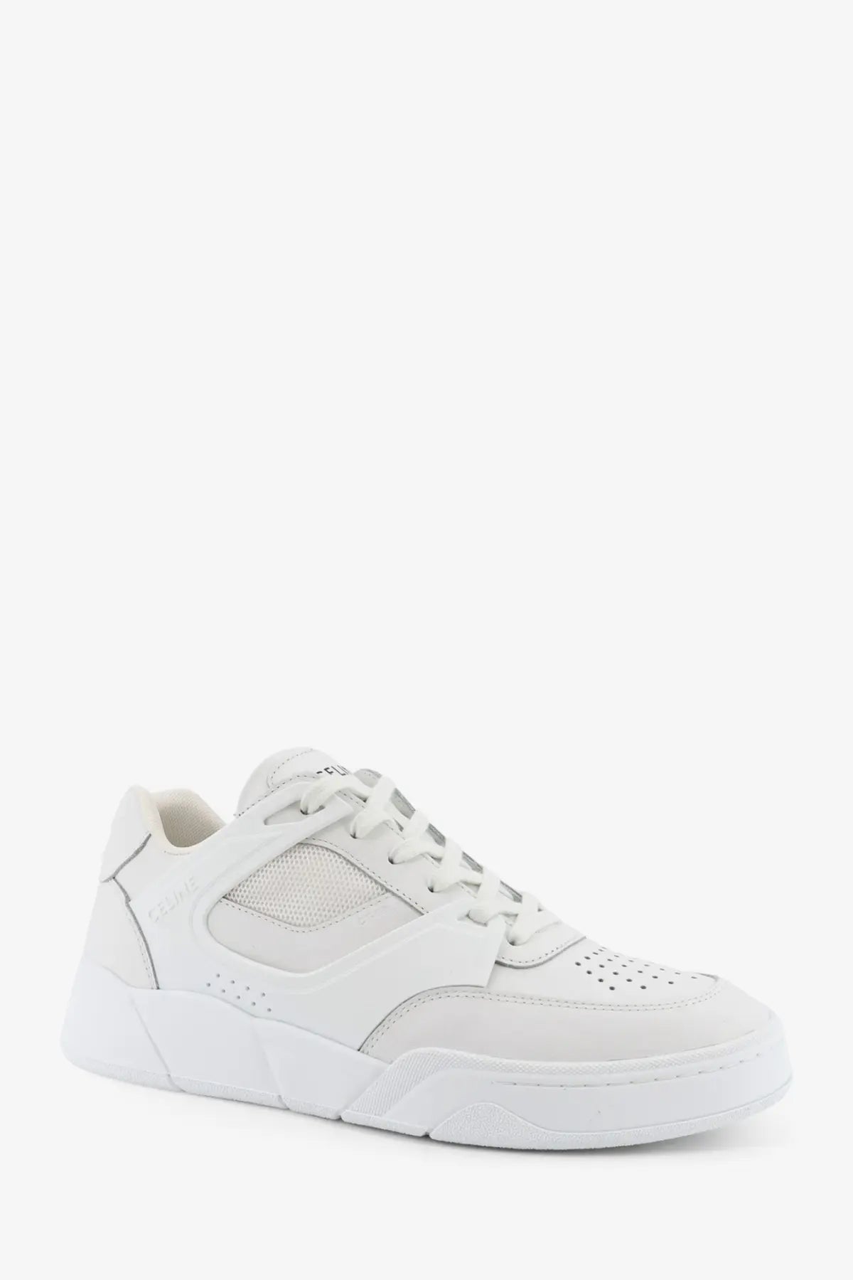 Celine men’s white leather sneakers with mesh panels and chunky sole for casual wear