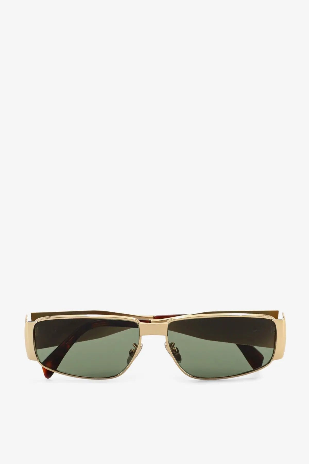 Celine men’s metal sunglasses with gold-toned rectangular frame dark green gradient lenses and tortoiseshell temple tips