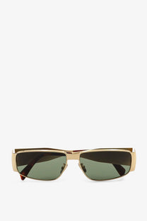 Celine men’s metal sunglasses with gold-toned rectangular frame dark green gradient lenses and tortoiseshell temple tips