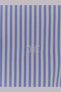 Celine men’s striped cotton shirt white featuring blue and white vertical stripes and subtle embroidered logo on front center