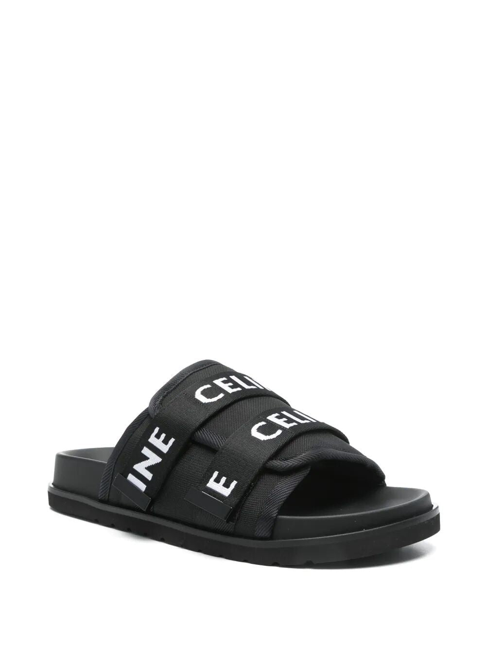 Celine Men's Tela Jacquard Celine Pitea Sandals Black, view 2