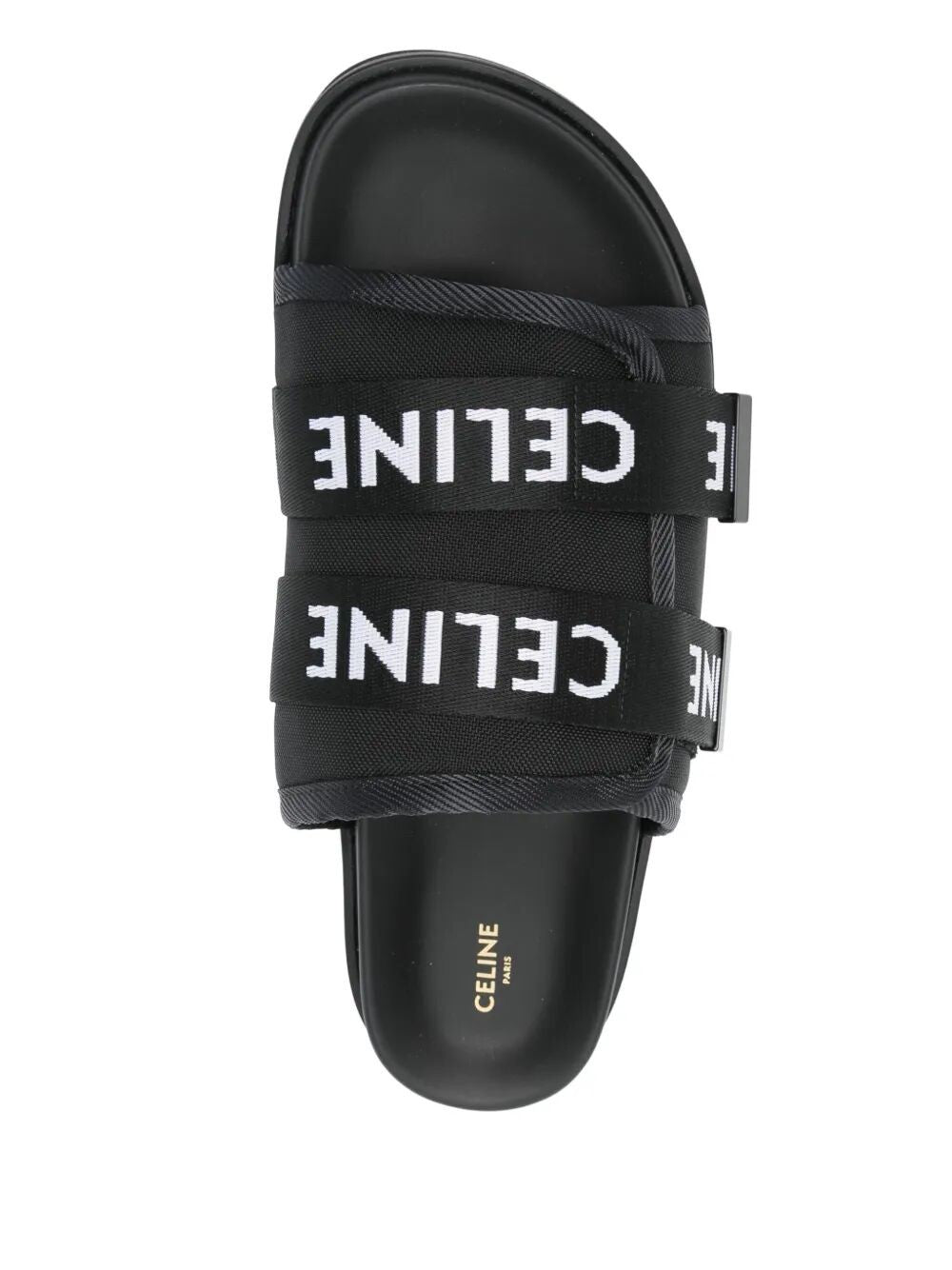 Celine Men's Tela Jacquard Celine Pitea Sandals Black, view 3
