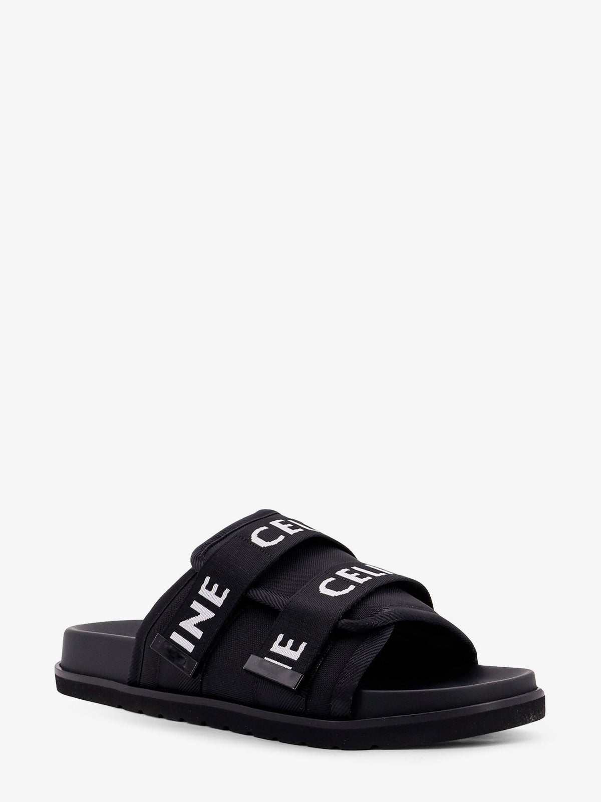 Celine Men's Tela Jacquard Celine Pitea Sandals Black, view 5