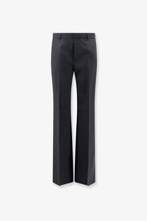Celine men’s black wool and mohair tailored trousers with straight-leg cut and subtle pleats at the waistband