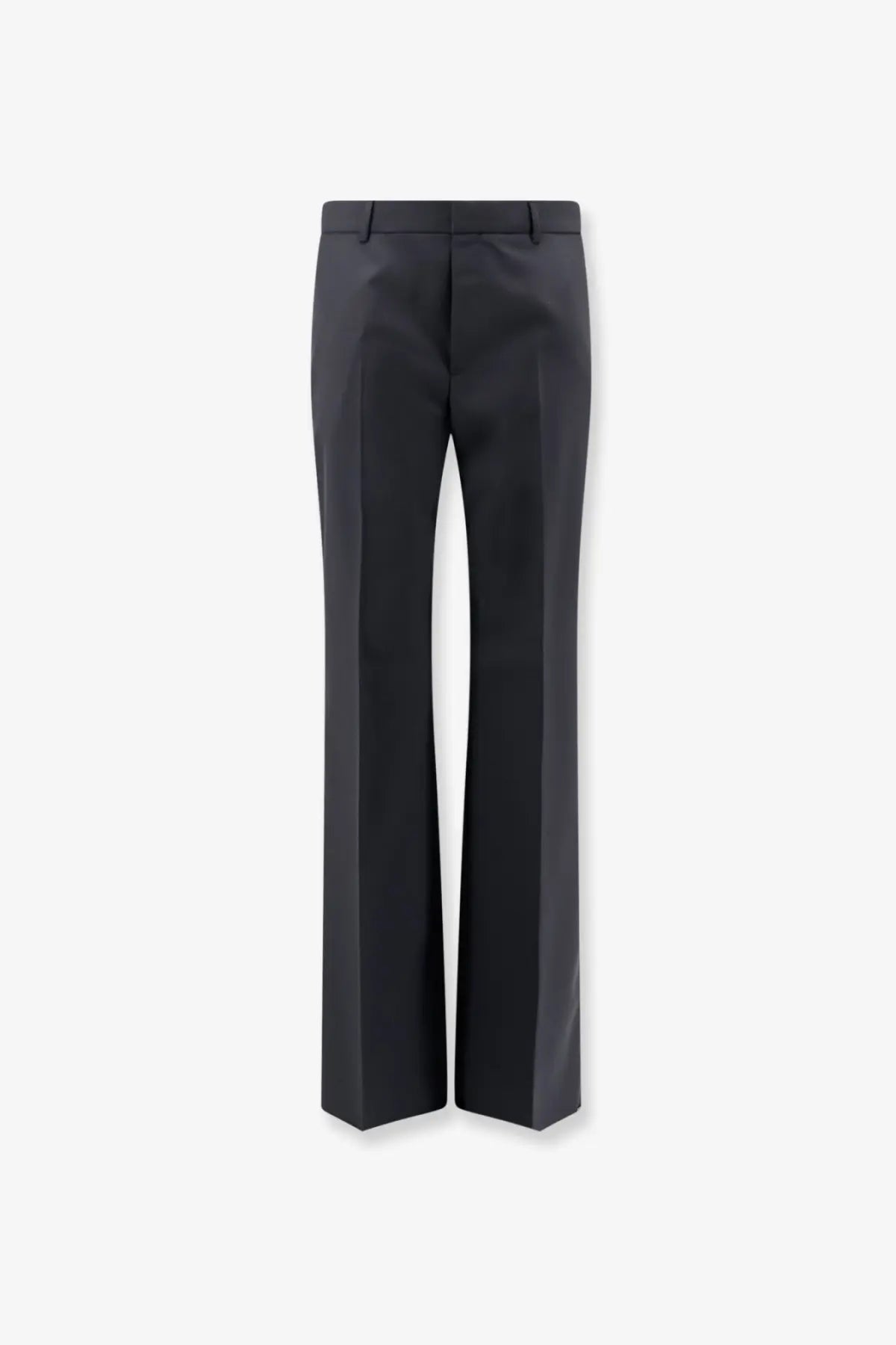 Celine men’s black wool and mohair tailored trousers with a straight-leg cut and subtle pleats at the waistband